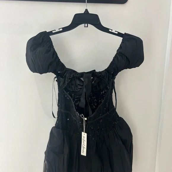 For Love And Lemons Black Mini Dress with White Accents - Picture 5 of 5